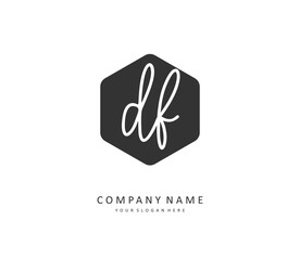 DF Initial letter handwriting and signature logo. A concept handwriting initial logo with template element.