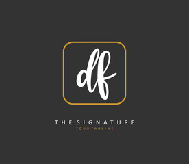 DF Initial letter handwriting and signature logo. A concept handwriting initial logo with template element.
