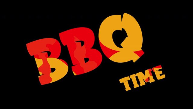 animated barbecue logo lettering changing color