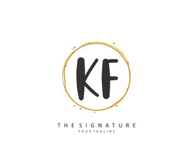 KF Initial letter handwriting and signature logo. A concept handwriting initial logo with template element.