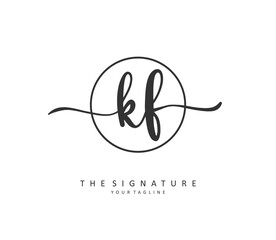 KF Initial letter handwriting and signature logo. A concept handwriting initial logo with template element.