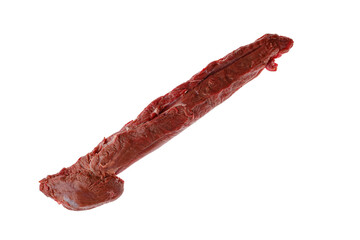Raw fresh top round beef strip isolated on white