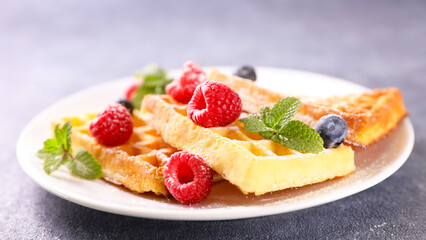 waffle with fresh berries fruits