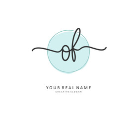 OF Initial letter handwriting and signature logo. A concept handwriting initial logo with template element.