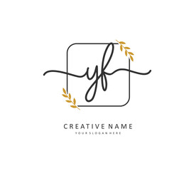 YF Initial letter handwriting and signature logo. A concept handwriting initial logo with template element.