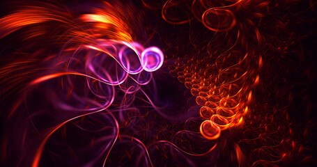 3D rendering abstract colorful fractal light background