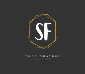 SF Initial letter handwriting and signature logo. A concept handwriting initial logo with template element.