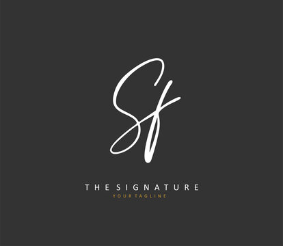 SF Initial letter handwriting and signature logo. A concept handwriting initial logo with template element.