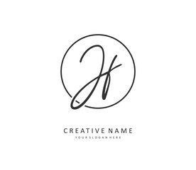 JF Initial letter handwriting and signature logo. A concept handwriting initial logo with template element.