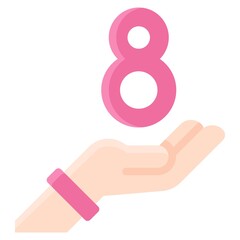 Hand with Number Eight icon, International Women's Day related vector