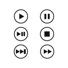 Black Multimedia Control Icon, Button Set