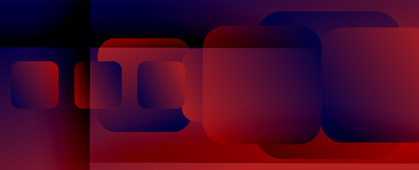 Square shapes composition geometric abstract background. 3D shadow effects and fluid gradients. Modern overlapping forms