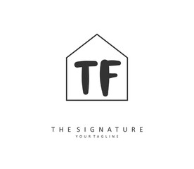 TF Initial letter handwriting and signature logo. A concept handwriting initial logo with template element.