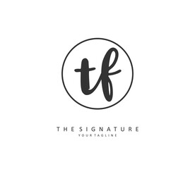 TF Initial letter handwriting and signature logo. A concept handwriting initial logo with template element.
