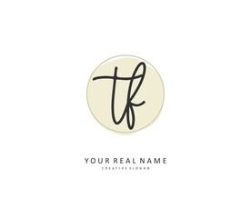 TF Initial letter handwriting and signature logo. A concept handwriting initial logo with template element.