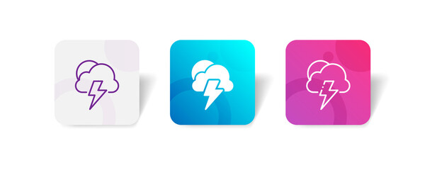cloud lighting thunderbolt electricity pixel perfect icon set bundle in line, solid, glyph, 3d gradient style