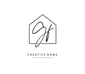 GF Initial letter handwriting and signature logo. A concept handwriting initial logo with template element.