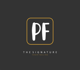 PF Initial letter handwriting and signature logo. A concept handwriting initial logo with template element.