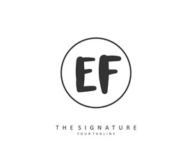 EF Initial letter handwriting and signature logo. A concept handwriting initial logo with template element.