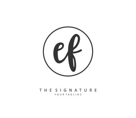 EF Initial letter handwriting and signature logo. A concept handwriting initial logo with template element.