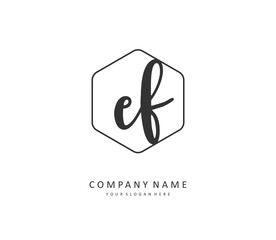 EF Initial letter handwriting and signature logo. A concept handwriting initial logo with template element.