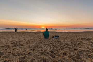 Fototapeta premium sunset on the beach in Lacanau in France