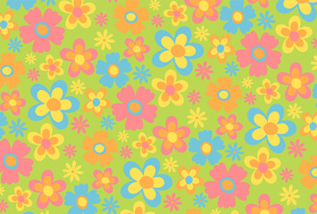 retro seamless pattern with flowers for social media posts, banner, card design, etc.
