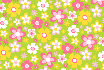retro seamless pattern with flowers for social media posts, banner, card design, etc.