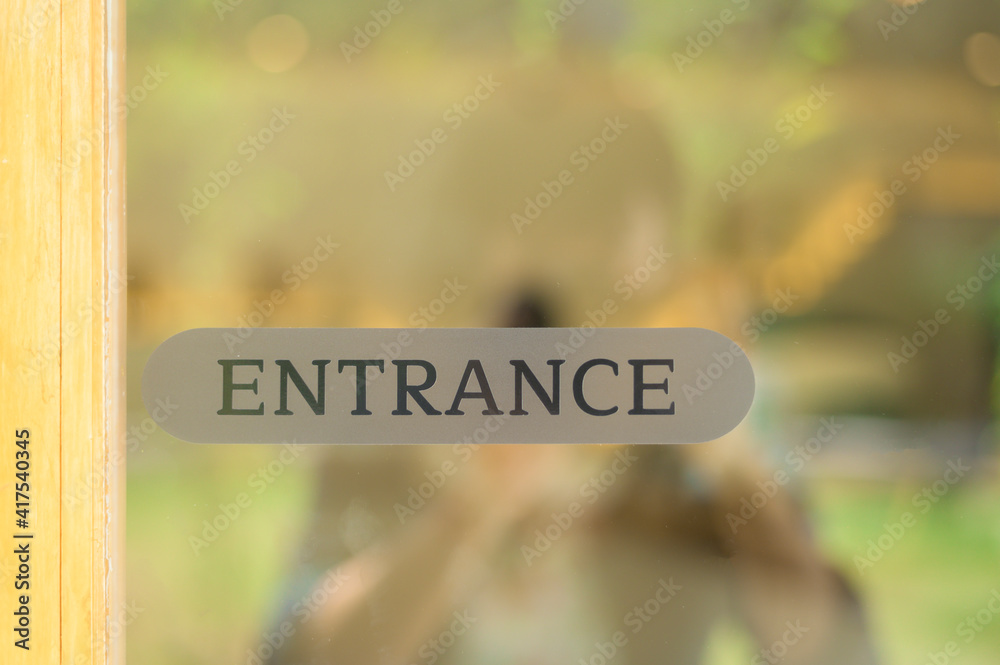 Wall mural entrance sign, reopening and background concept.