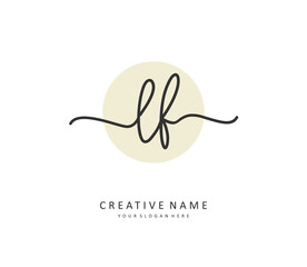 LF Initial letter handwriting and signature logo. A concept handwriting initial logo with template element.