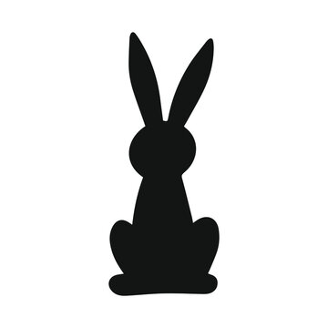 Hare swadow design element. Illustration for card, poster, sticker, pattern. Easter bunny, rabbit. Cute animal silhouette, vector design element. 