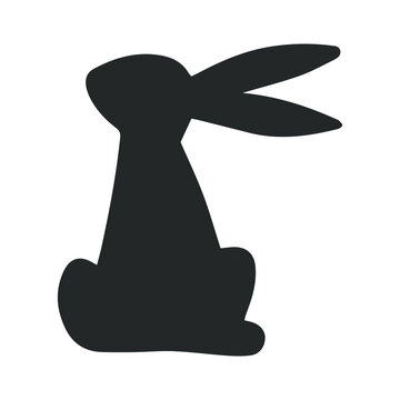 Hare swadow design element. Illustration for card, poster, sticker, pattern. Easter bunny, rabbit. Cute animal silhouette, vector design element. 