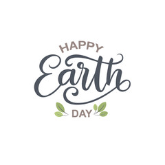 Vector lettering illustration of "Happy earth day".  Decoration illustration. Lettering typography poster.