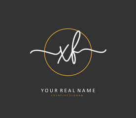 XF Initial letter handwriting and signature logo. A concept handwriting initial logo with template element.