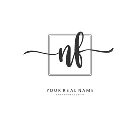 NF Initial letter handwriting and signature logo. A concept handwriting initial logo with template element.