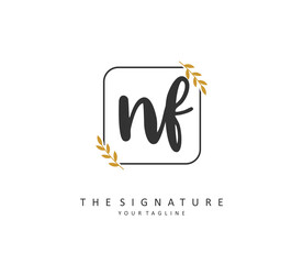 NF Initial letter handwriting and signature logo. A concept handwriting initial logo with template element.