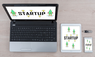 Startup concept on different devices