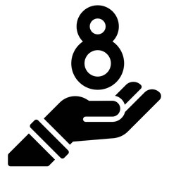 Hand with Number Eight icon, International Women's Day related vector