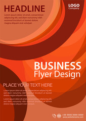 Vertical business flyer template in trendy orange color.