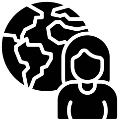 Obraz premium Woman with Globe icon, International Women's Day related vector