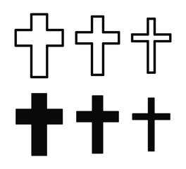 Obraz premium Cross vector shape symbol. Christianity sign. Christian religion icon. Catholic and protestant faith logo or image. Black silhouette isolated on white background.