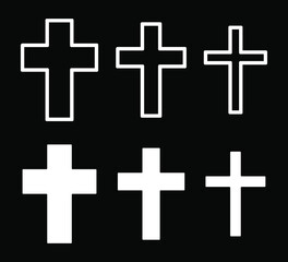 Fototapeta na wymiar Cross vector shape symbol. Christianity sign. Christian religion icon. Catholic and protestant faith logo or image. Black silhouette isolated on white background.
