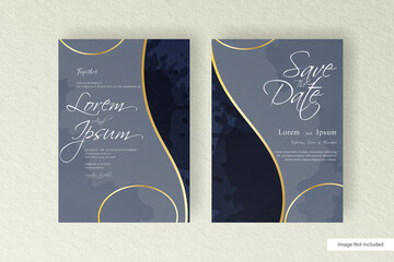 Elegant wedding invitation with watercolor background and splash