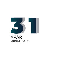 Year Anniversary Vector Template Design Illustration Blue Elegant White Background