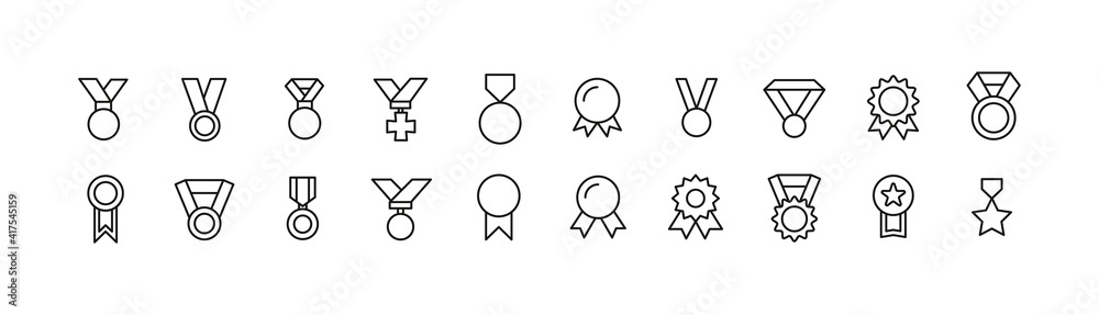 Wall mural Premium pack of medal line icons.