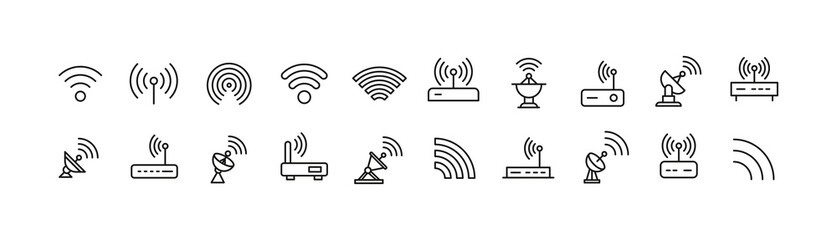 Set of simple wireless line icon