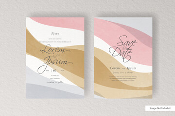 Wedding invitation card template with Set of hand painted abstract