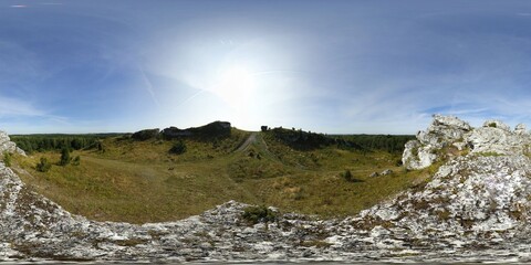 Jura in Poland with Limestone rocks HDRI Panorama