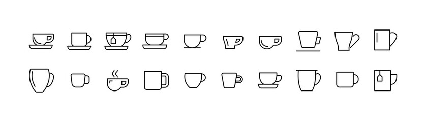 Stroke vector cup line icons.