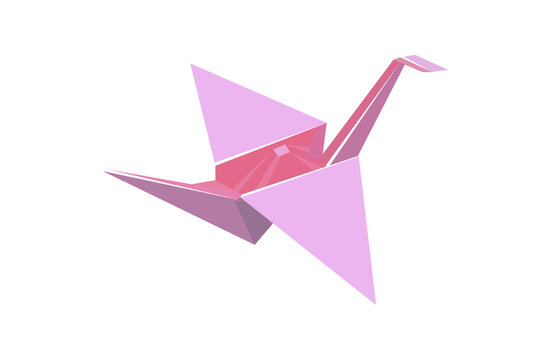 A paper bird, drawn pink crane. Vector is good for any project, whether it be logo or design element.